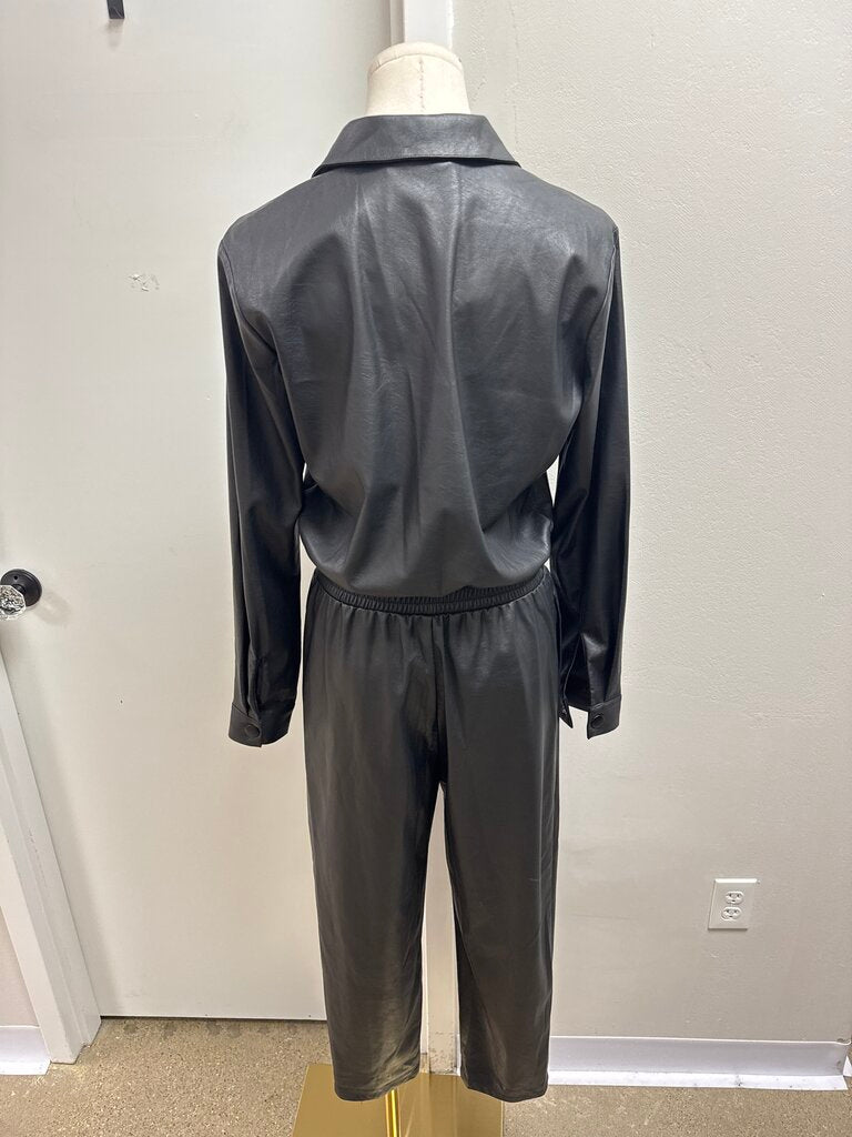 Philanthropy Black Faux Leather Jumpsuit