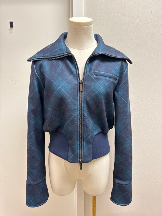 Maeve Blue Plaid Cropped Jacket