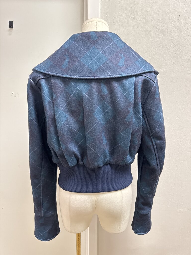 Maeve Blue Plaid Cropped Jacket