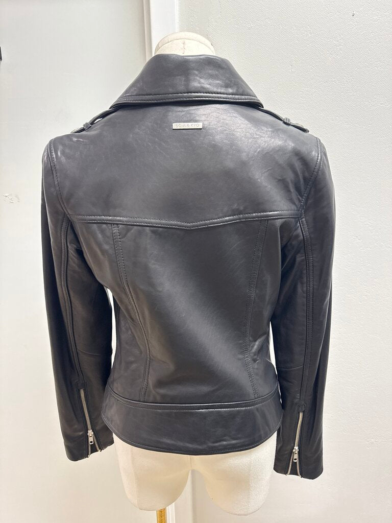 Soia & Kyo Black Leather Moto Jacket