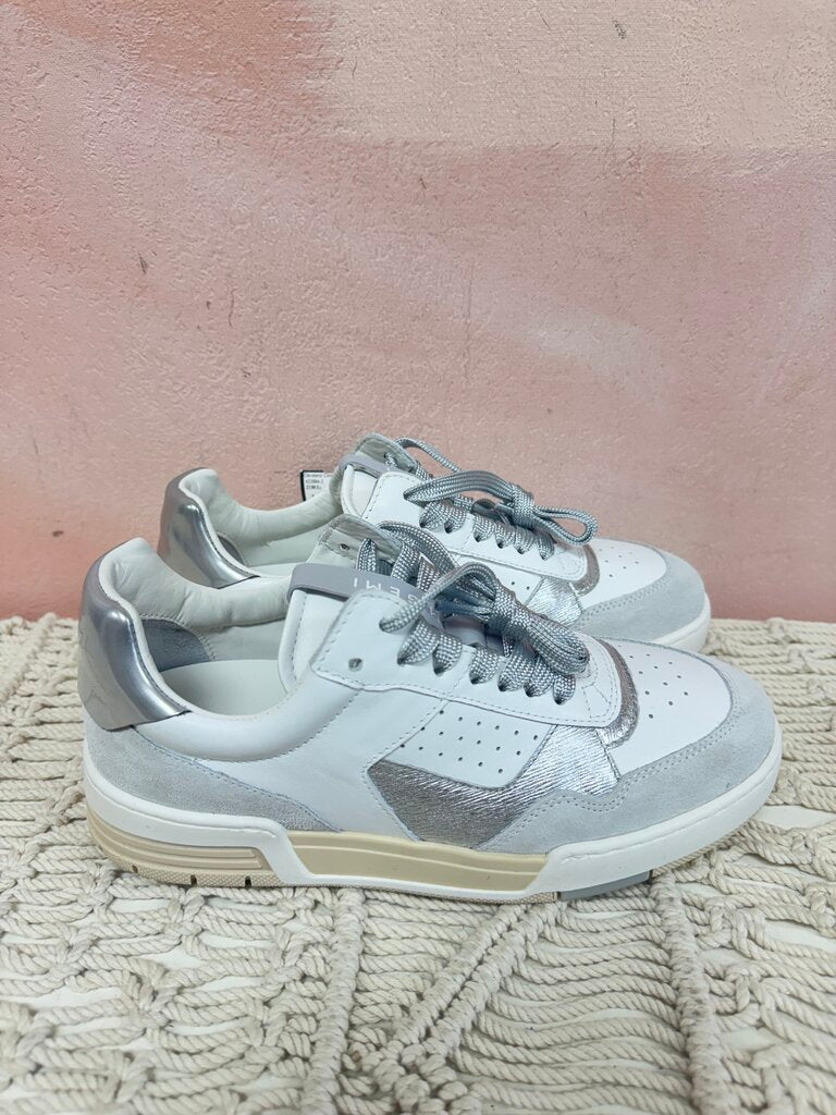 M. Semi White and Silver Sneaker w/Dustbag