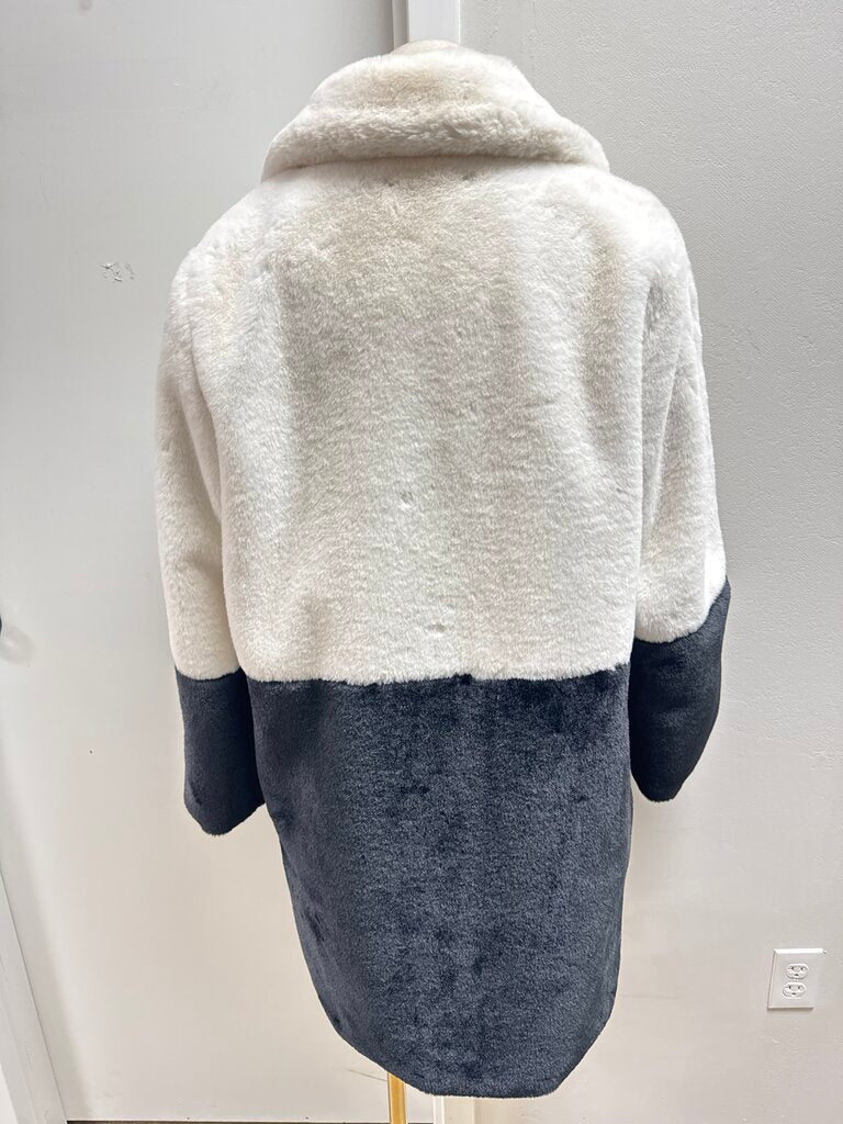 Moonflower Black and White Faux Fur Overcoat
