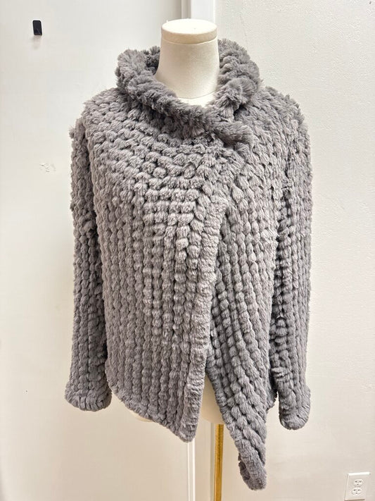 Heartloom Grey Faux Fur Open Jacket