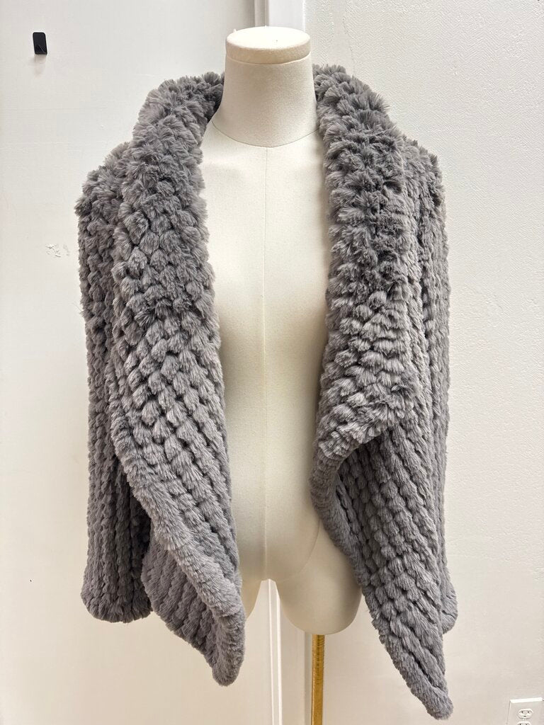 Heartloom Grey Faux Fur Open Jacket