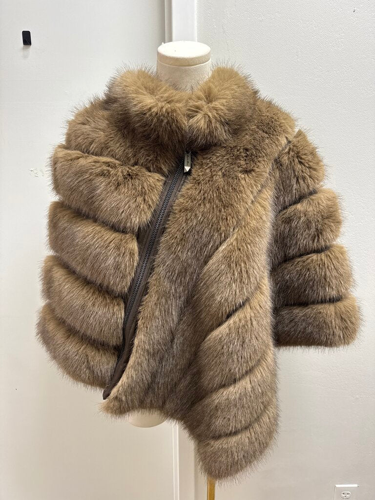 Belle Fare Brown Fox Fur Cape