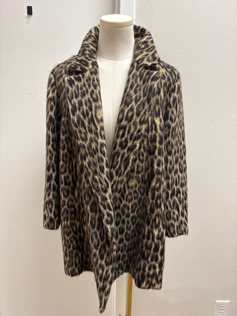 Theory Animal Print Fuzzy Overcoat