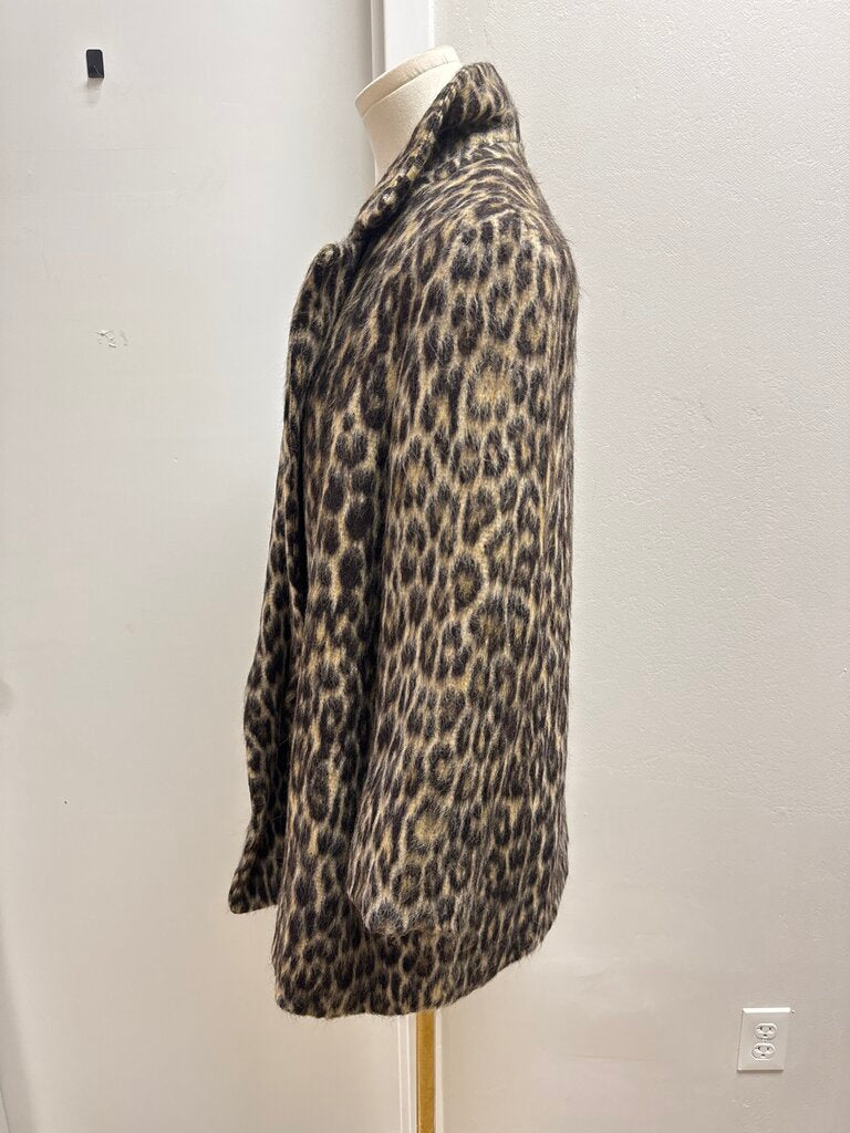 Theory Animal Print Fuzzy Overcoat