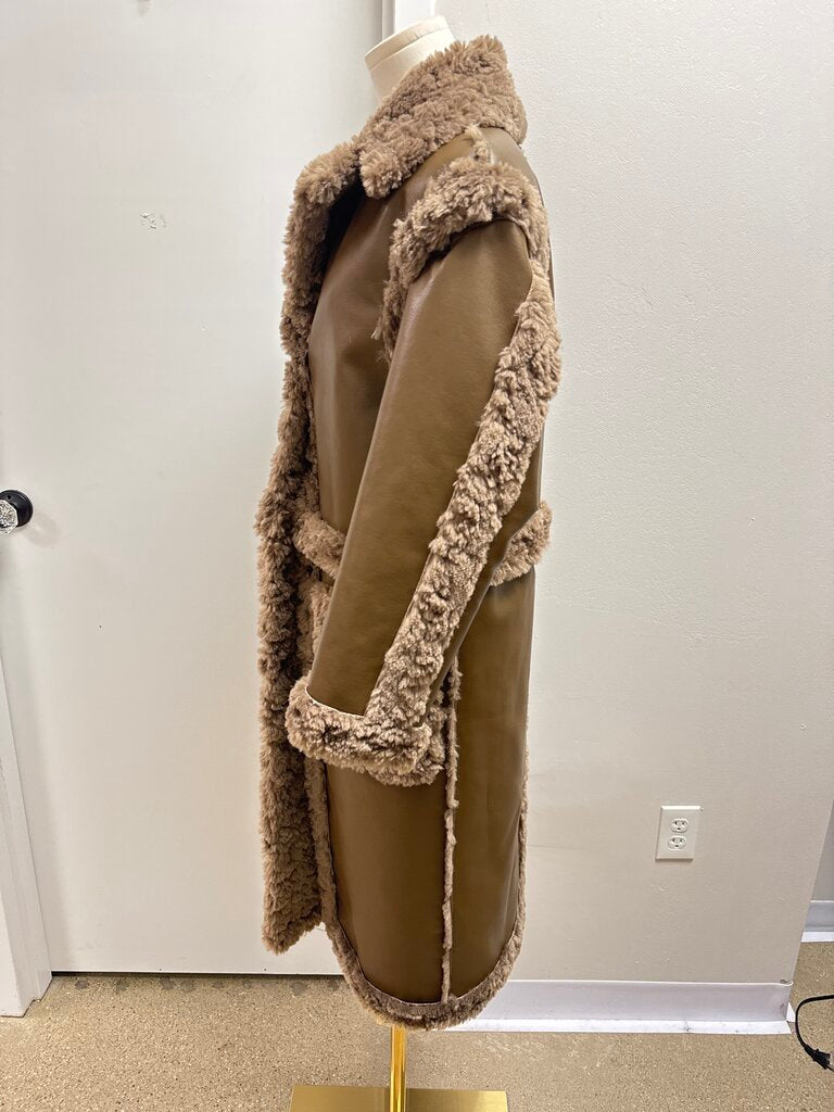 LPA Brown Faux Shearling Coat w/ Detachable Bottom
