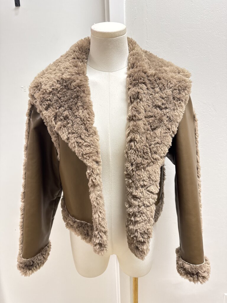 LPA Brown Faux Shearling Coat w/ Detachable Bottom