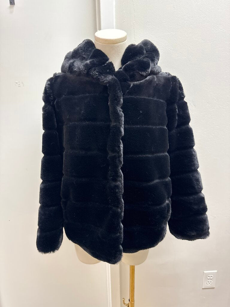 Apparis Black Faux Fur Quilted Jacket