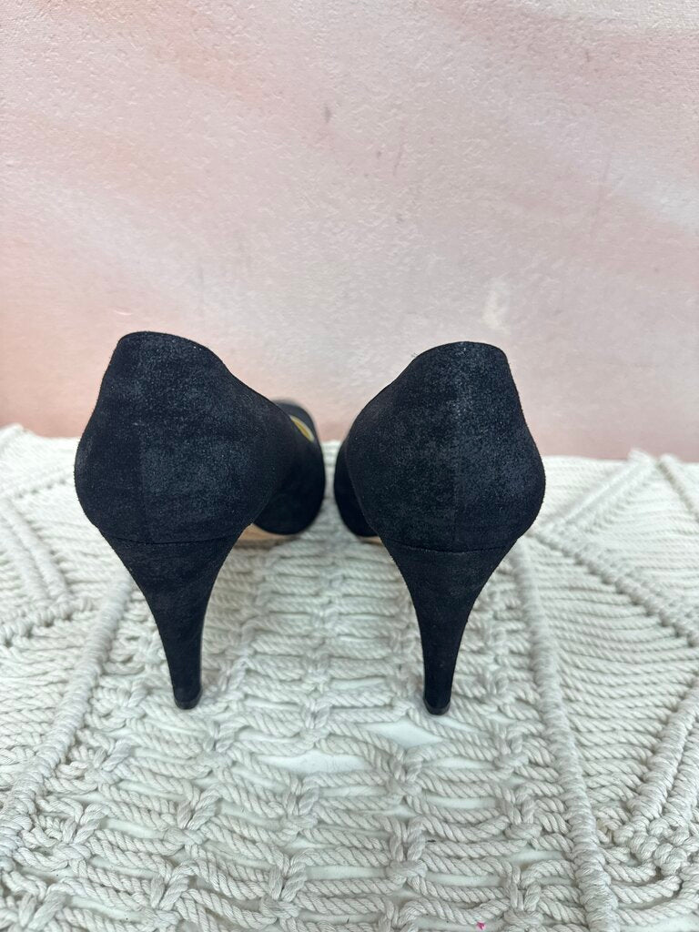 Chanel Black Suede Cap Toe Pump w/Dustbag