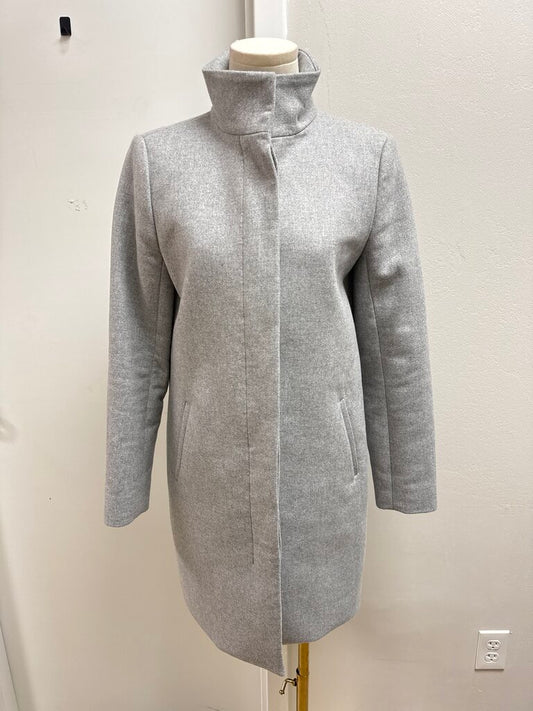 Theory Grey Funnel Neck Overcoat