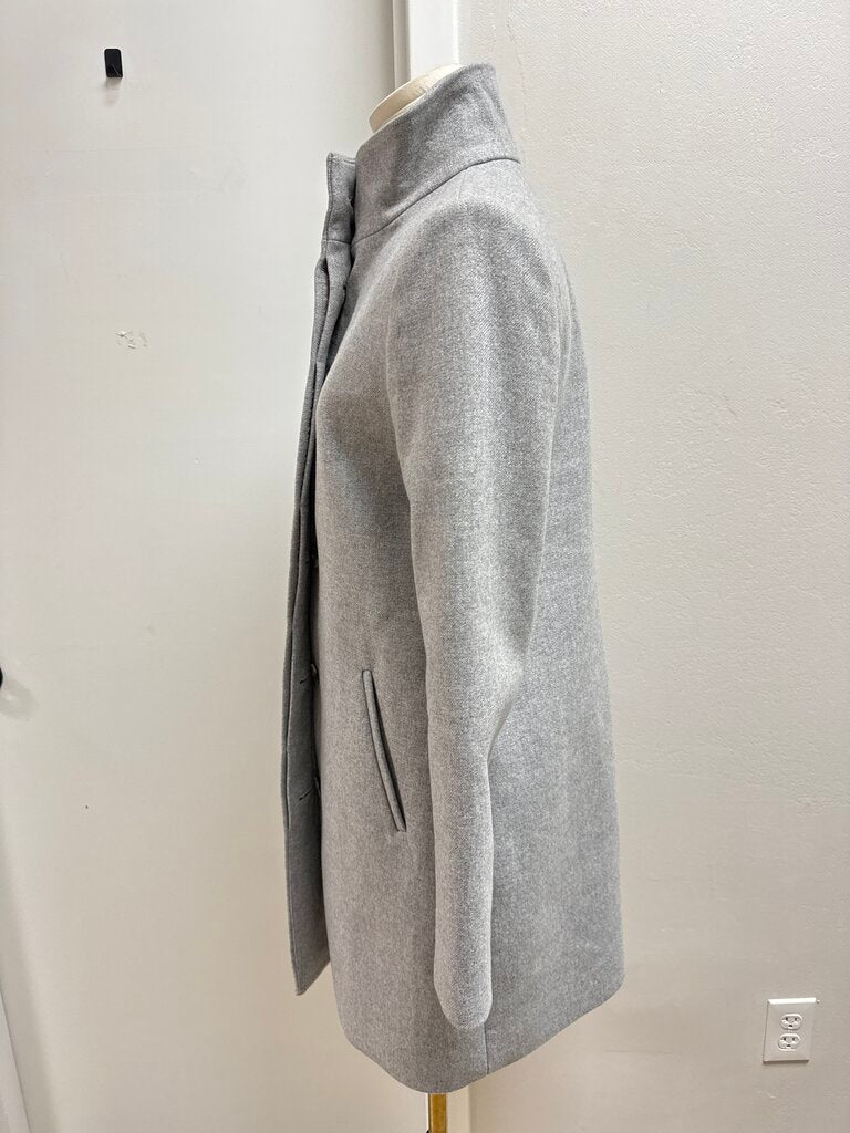 Theory Grey Funnel Neck Overcoat
