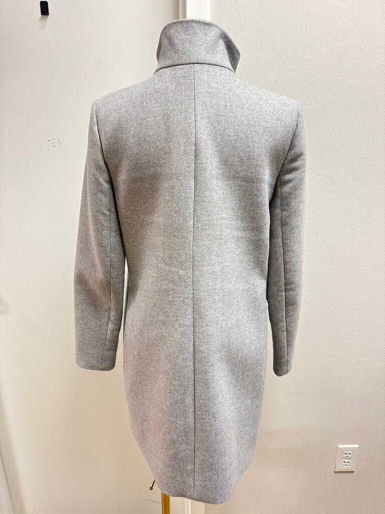 Theory Grey Funnel Neck Overcoat