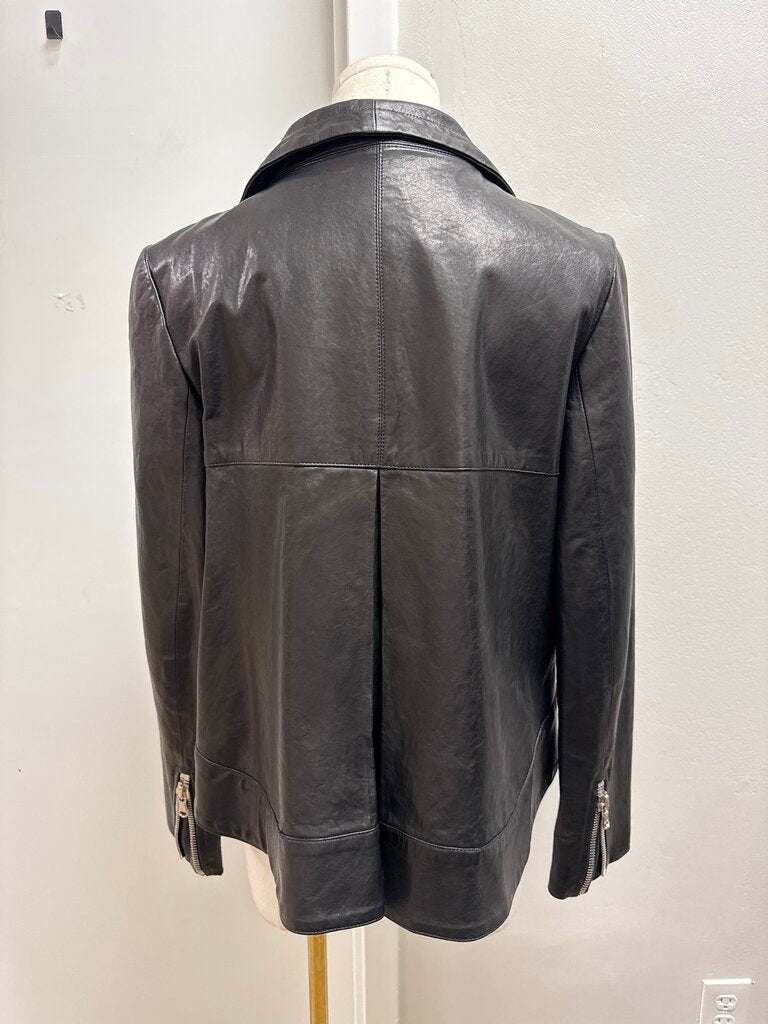 Veronica Beard Black Leather Moto Jacket