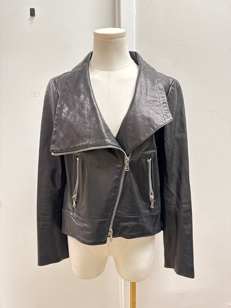 Veronica Beard Black Leather Moto Jacket