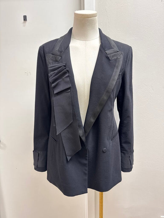 Donna Karan Black Grosgrain Detail Blazer