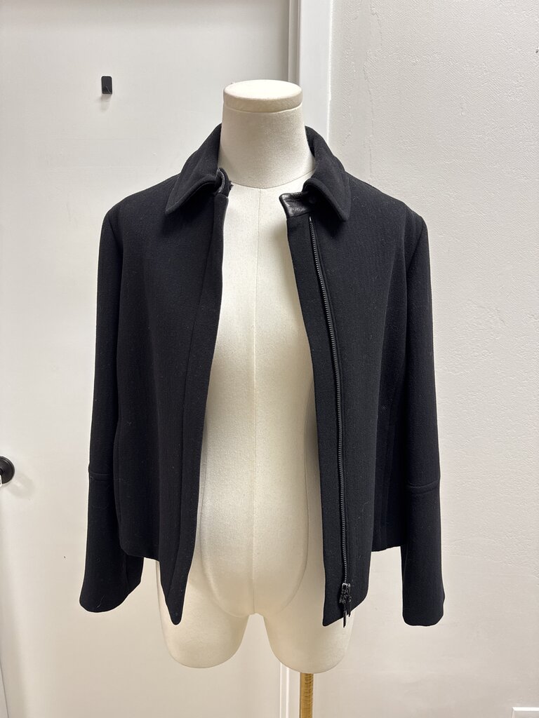 Donna Karan Black Wool Cropped Jacket