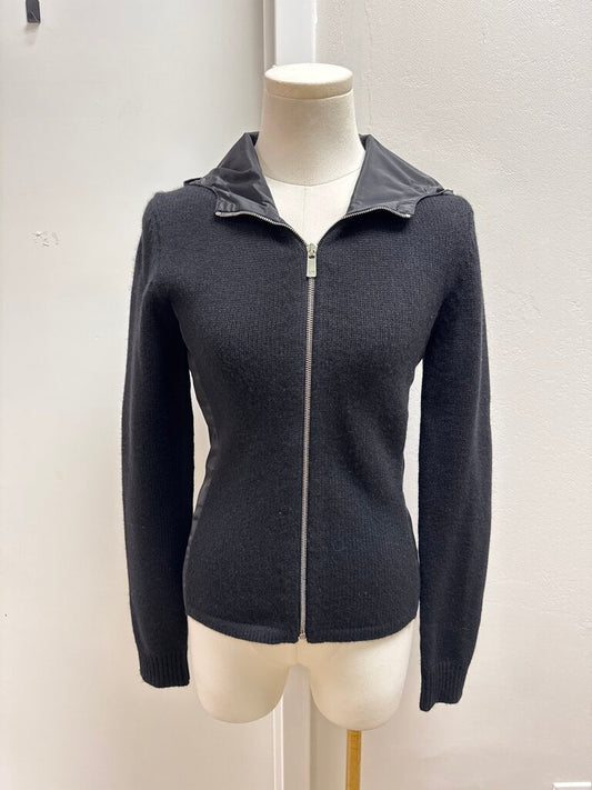 Michael Kors Black Knit Zip Up Jacket