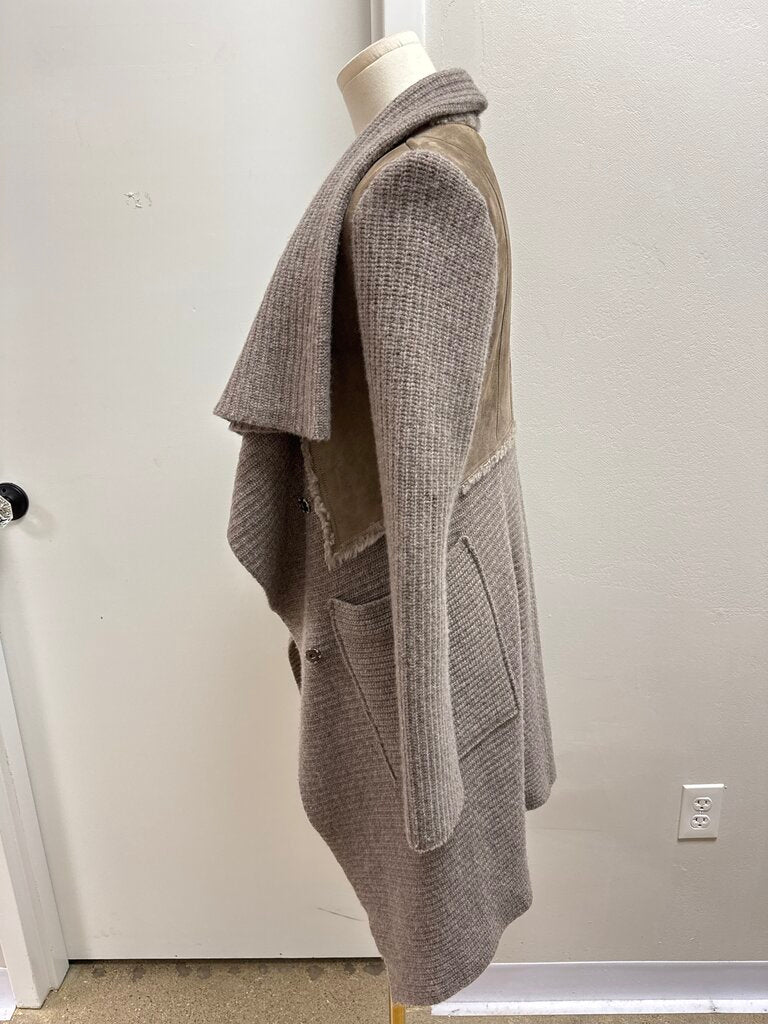 Artico Taupe Suede, Shearling and Cashmere Coat