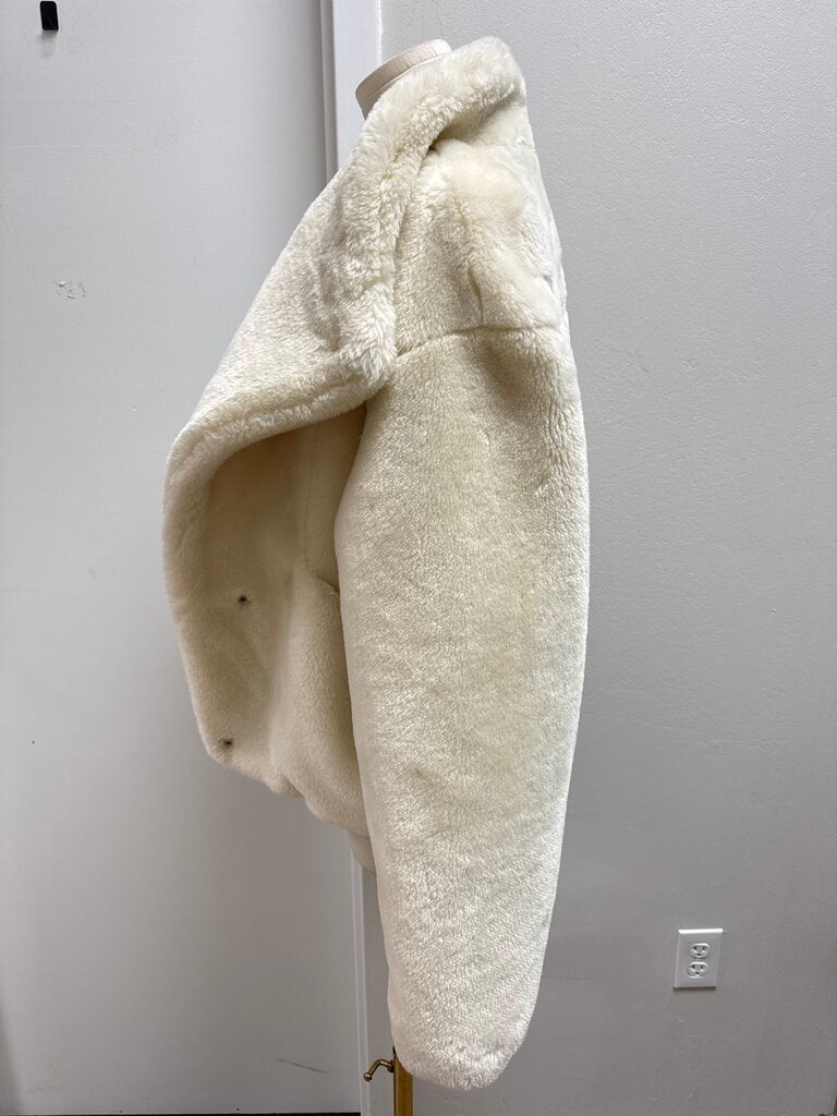 Frame Ivory Faux Fur Cropped Jacket