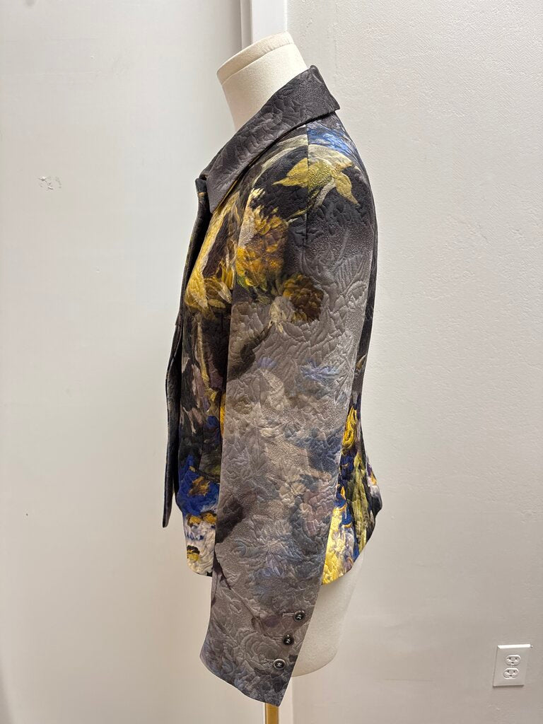 Escada Grey Floral Water Color Blazer