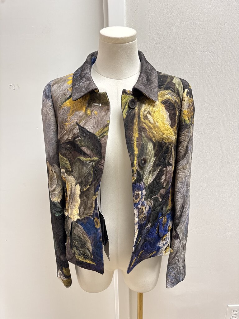 Escada Grey Floral Water Color Blazer