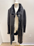 Escada Black Lambskin and Fur Trench Coat