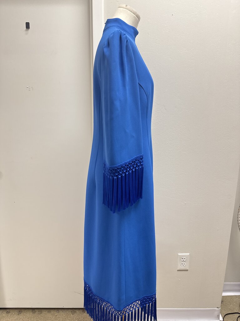 Andrew GN Cobalt Fringe Maxi Dress