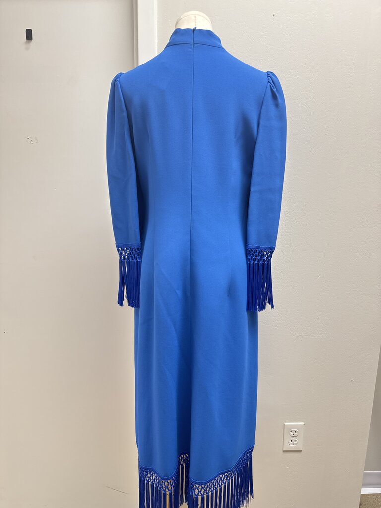 Andrew GN Cobalt Fringe Maxi Dress
