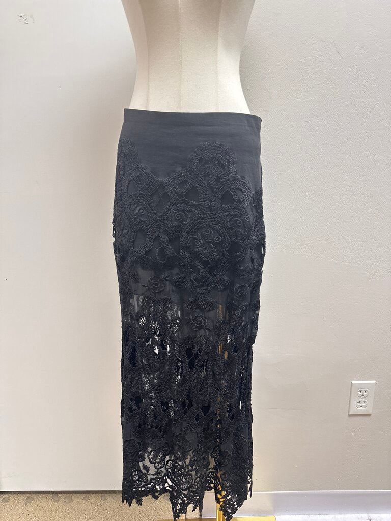 Donna Karan Black Lace Maxi Skirt