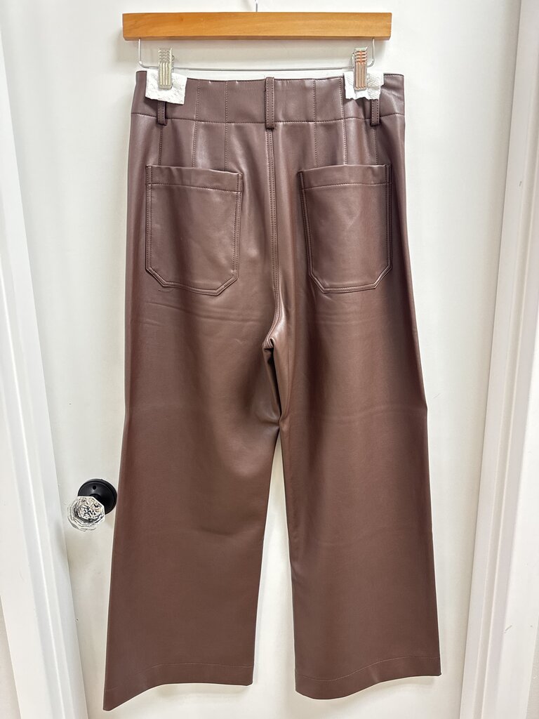 Maeve Brown Faux Leather Wide Leg Pant