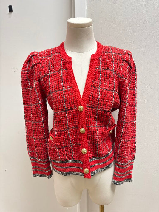 L'Agence Red Plaid Tweed Jacket