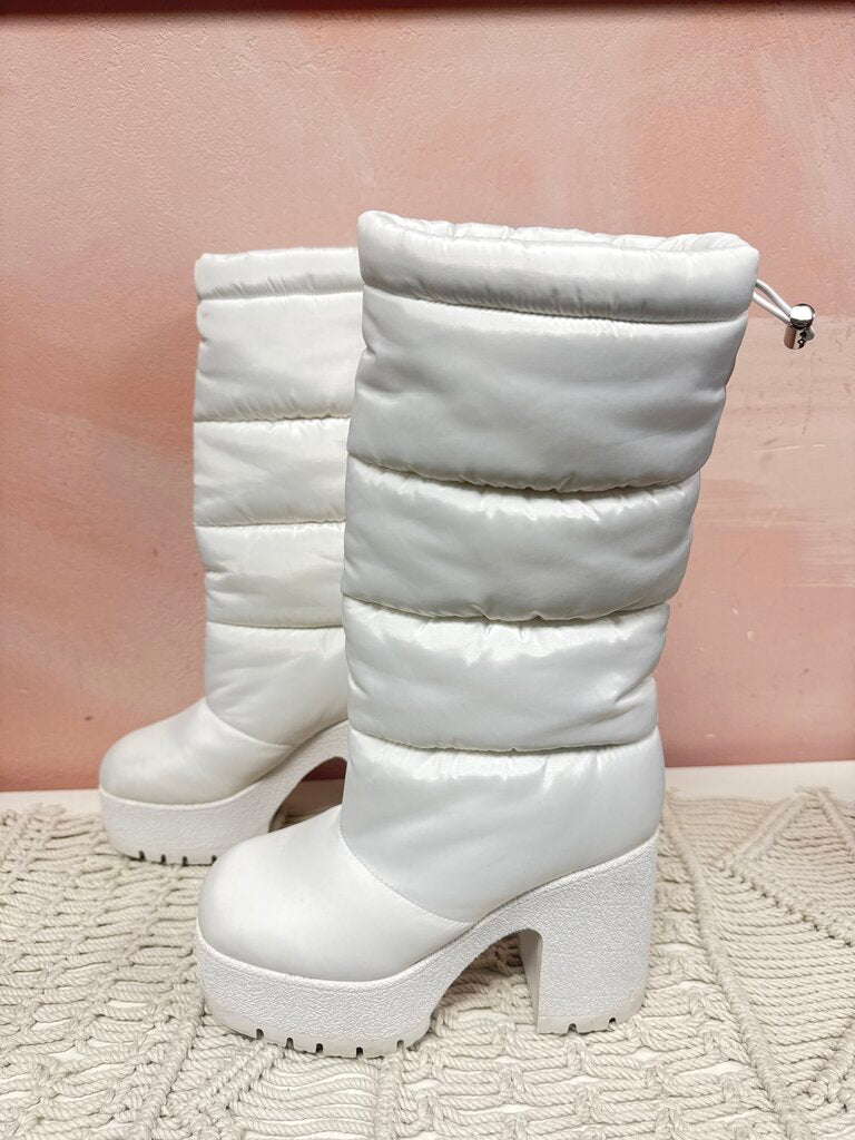 Jeffrey Campbell White Quilted Platform Boot