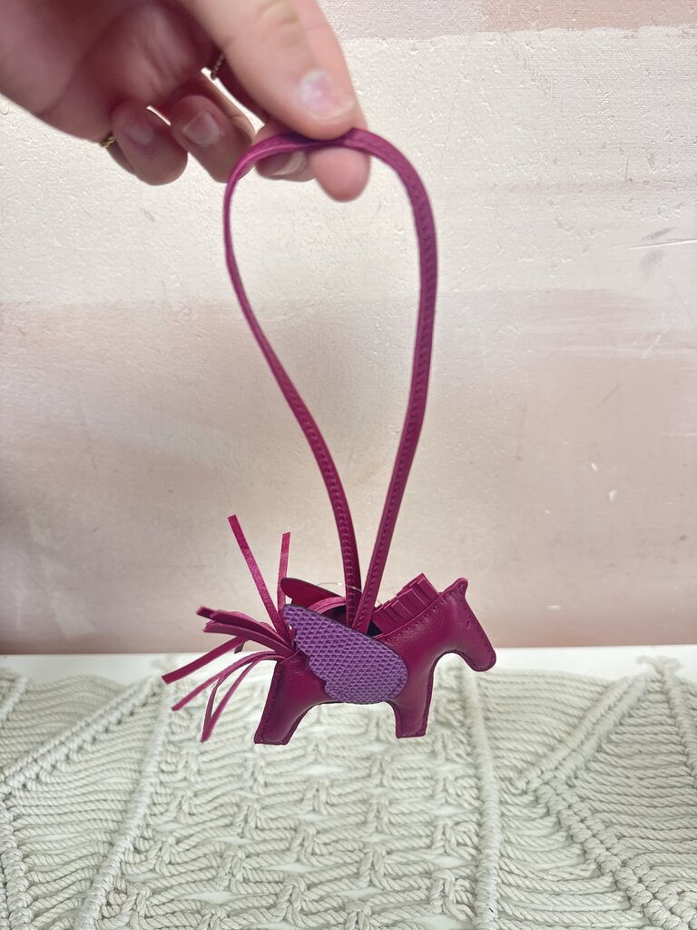 Hermes Maroon Pegasus Rodeo Lambskin Bag Charm w/Box