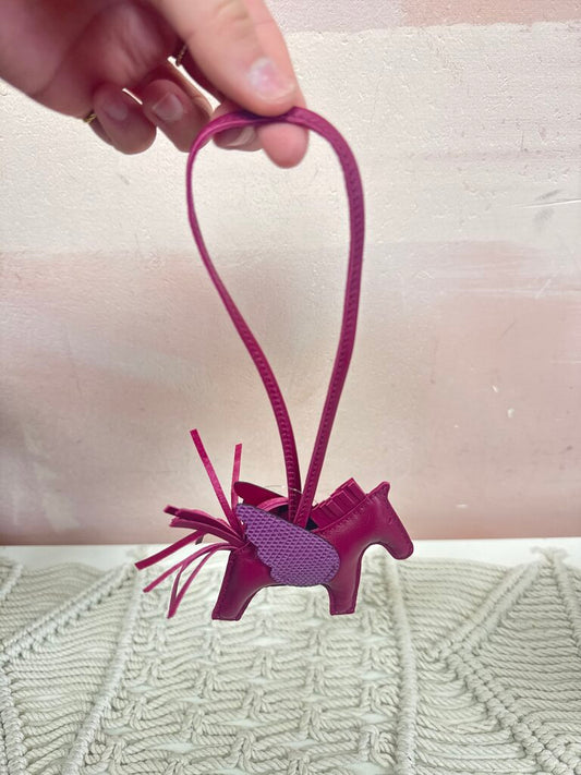 Hermes Maroon Pegasus Rodeo Lambskin Bag Charm w/Box