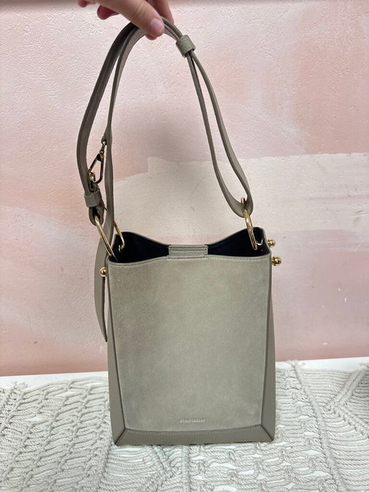 Strathberry Taupe Suede Bucket Bag w/Dustbag