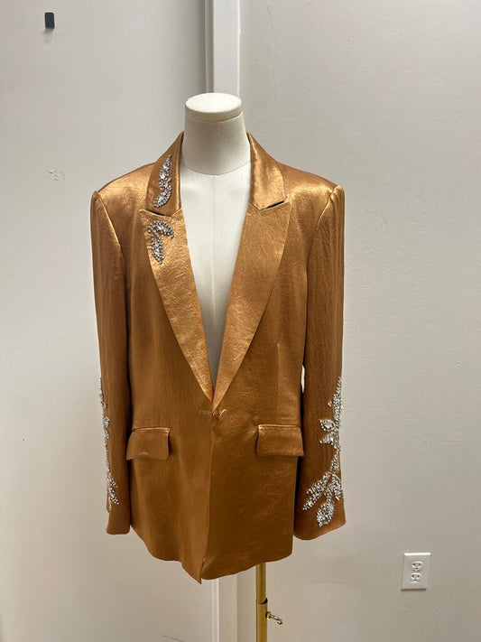 Cinq a Sept Gold Embellished Blazer NWT