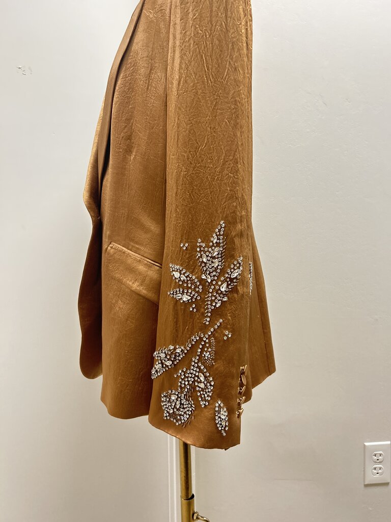 Cinq a Sept Gold Embellished Blazer NWT