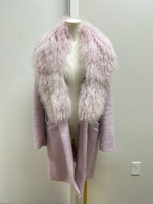 Elizabeth and James Lilac Curly Lamb Collar Coat
