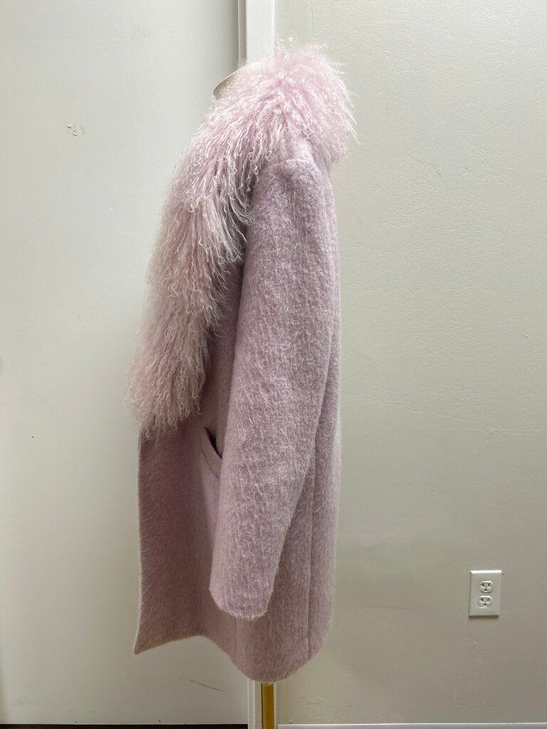 Elizabeth and James Lilac Curly Lamb Collar Coat