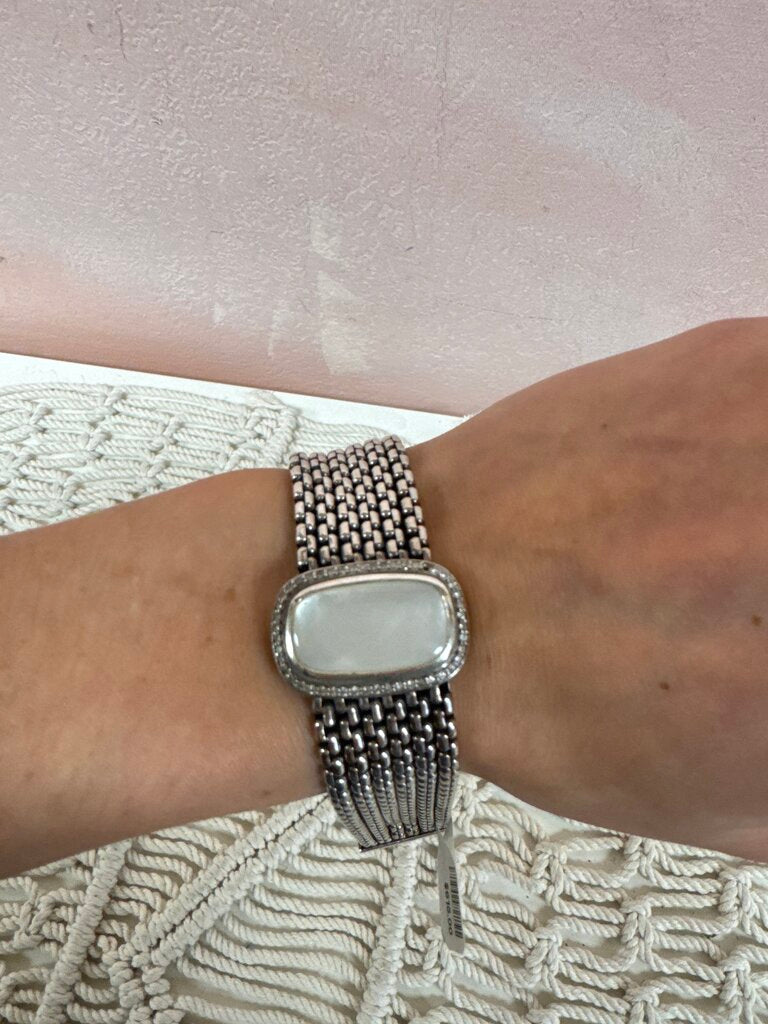 David Yurman Silver 6 Strand Mother of Pearl and Diamond Bracelet