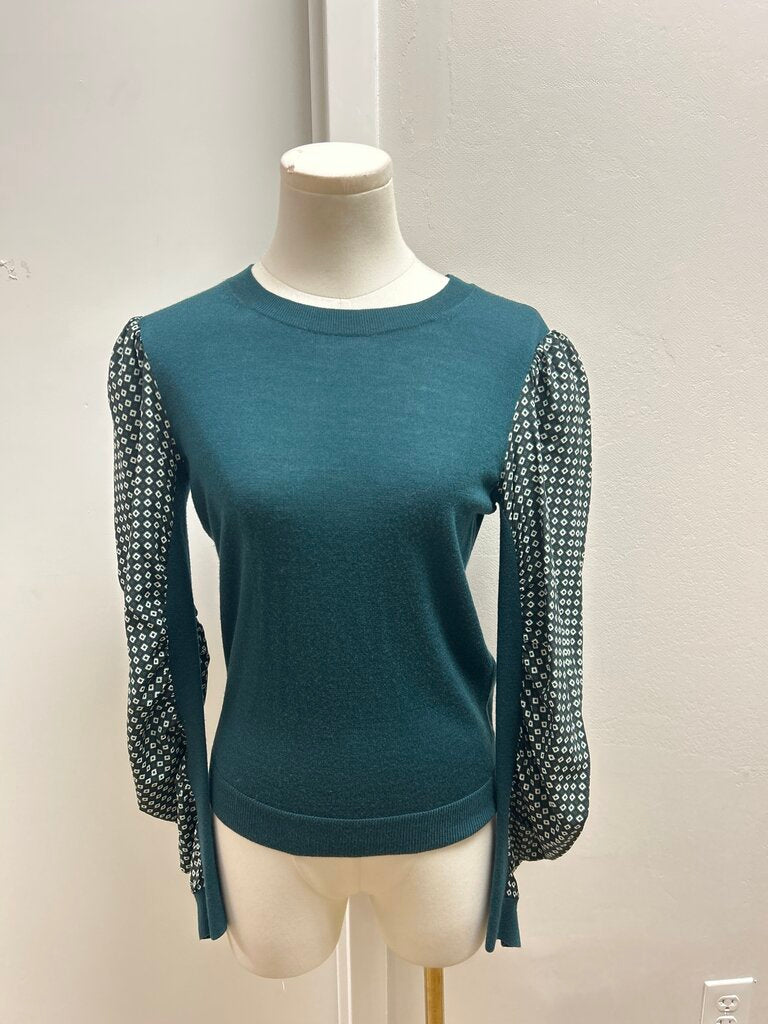 Veronica Beard Green Mixed Media Sweater