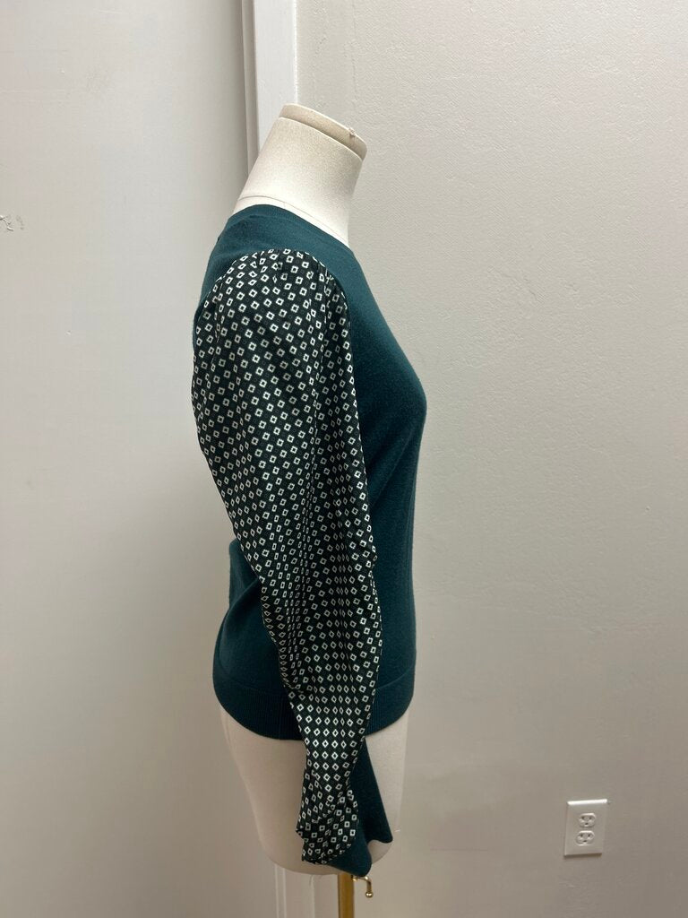 Veronica Beard Green Mixed Media Sweater