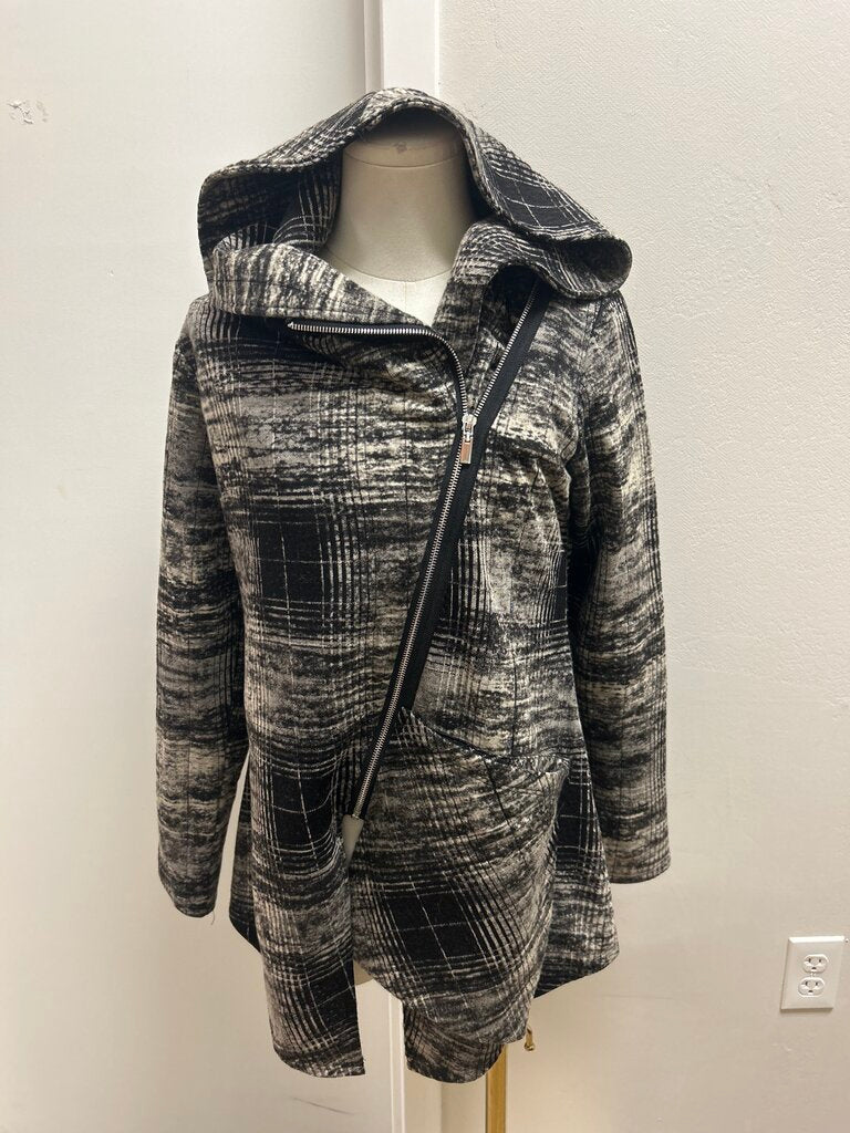 Comfy USA Black Plaid Asymmetrical Jacket