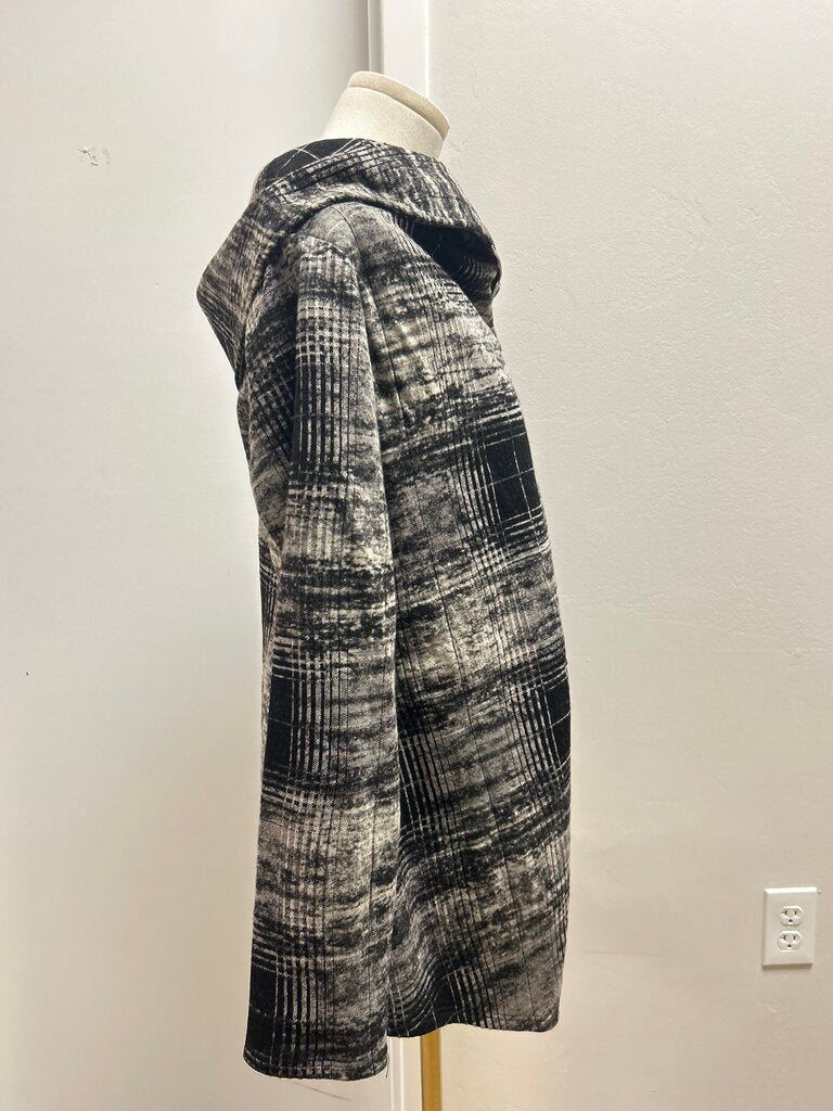 Comfy USA Black Plaid Asymmetrical Jacket