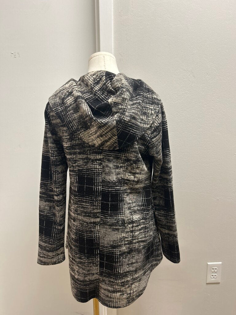 Comfy USA Black Plaid Asymmetrical Jacket