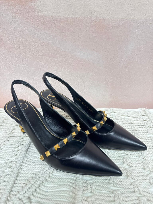 Valentino Black Rockstud Slingback