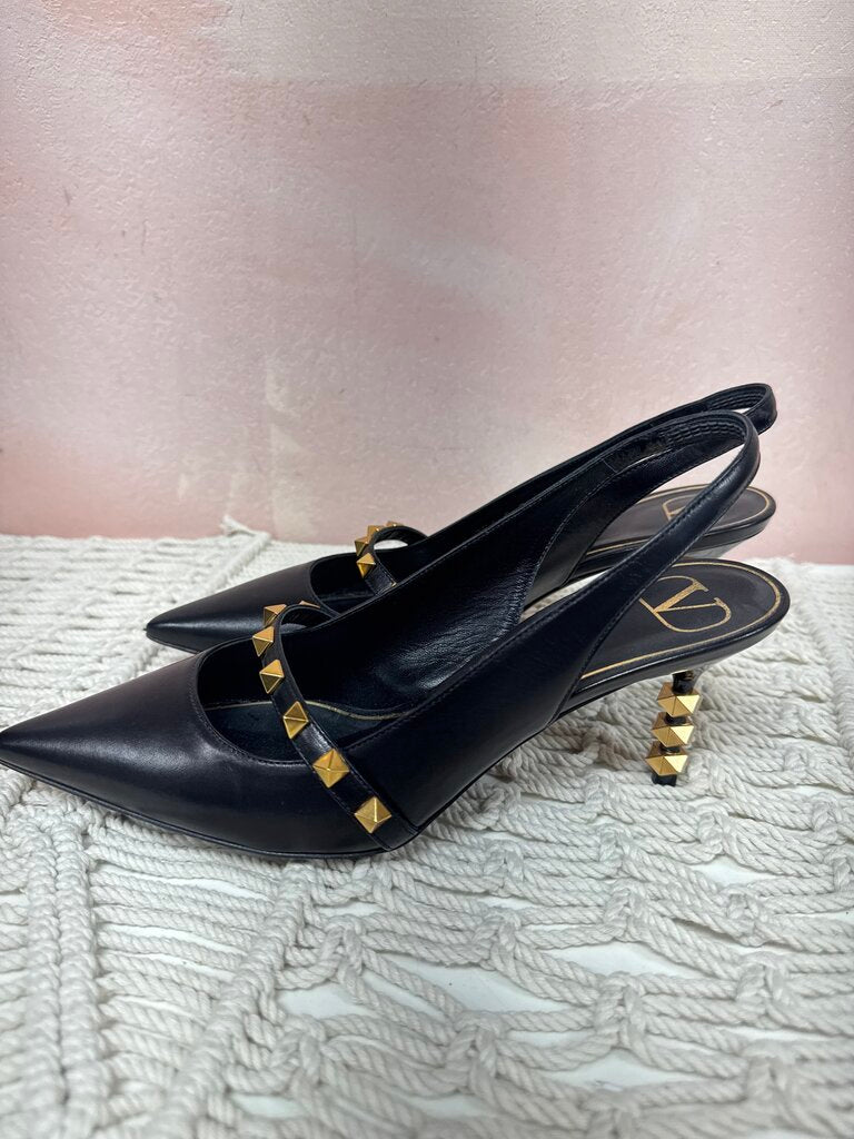 Valentino Black Rockstud Slingback