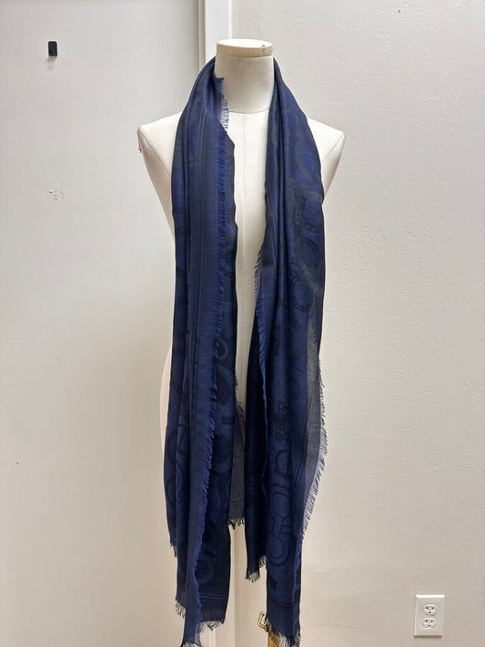 Ferragamo Blue Logo Scarf (As Is)
